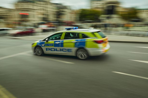 0 British Police car with Motion Blur police