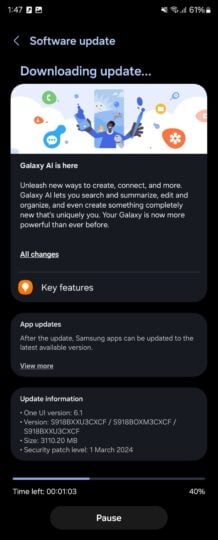 Samsung Galaxy S23 Ultra One UI 6.1 Update Changelog India 218x540 RQcmF0