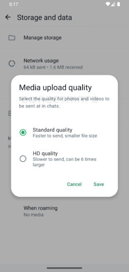 WhatsApp Android 2.24.5.6 HD Images Quality Settings 256x540 ZY6PHA media